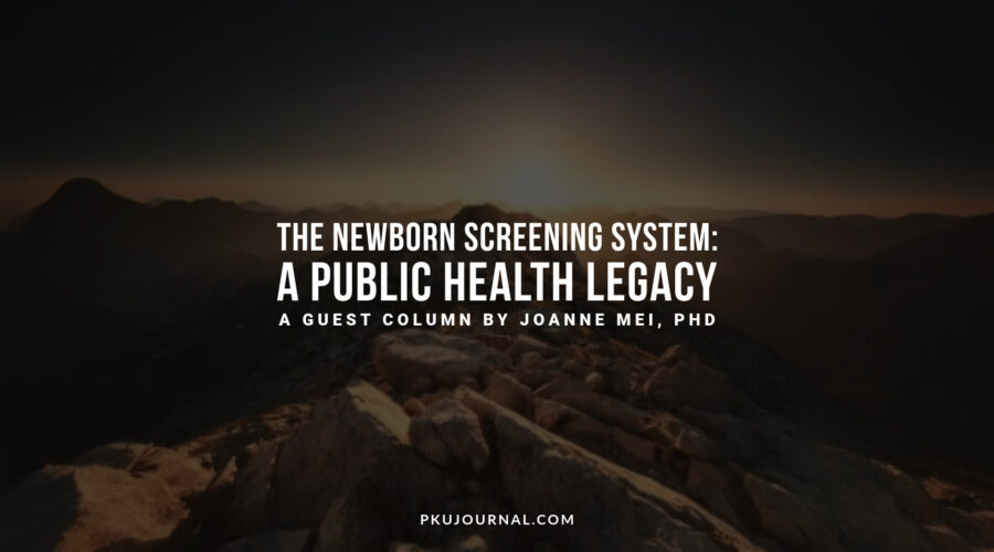 A rocky mountain summit at sunrise with the title “The Newborn Screening System: A Public Health Legacy” overlaid