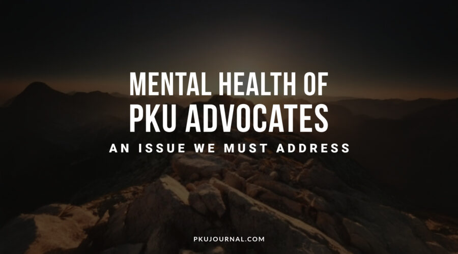 Mental Health of PKU Advocates — a lone figure on a mountain ridge at dusk, PKU Journal